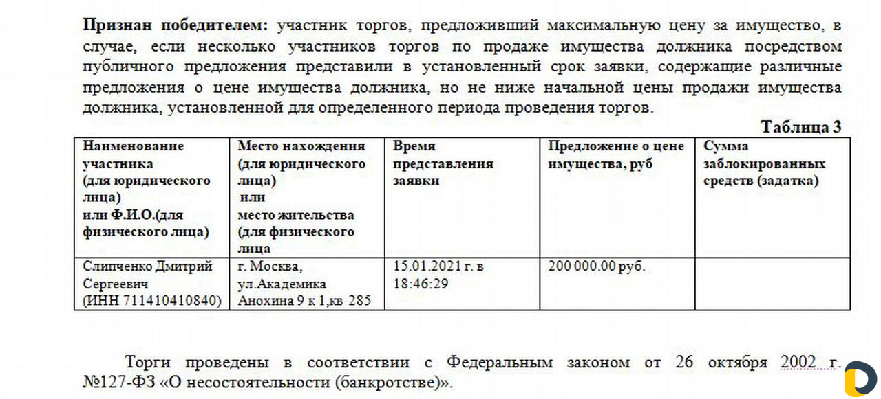 Агент на торгах по банкротству