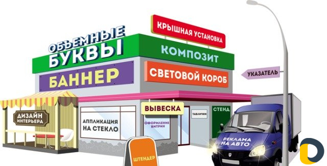 Баннера, самоклейки, визитки, штендеры, вывески