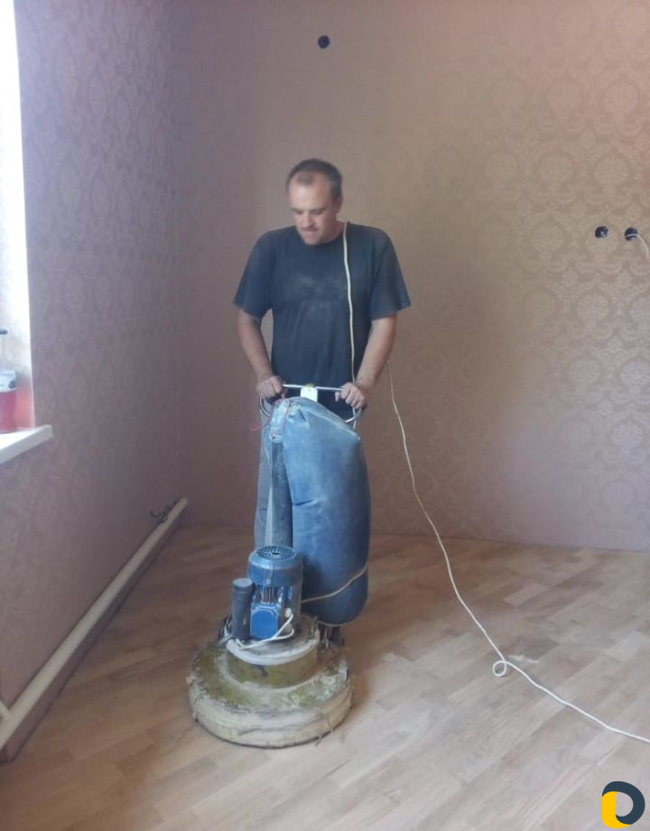 Циклёвка паркета+шпатлевание щелей+3 слоя лака