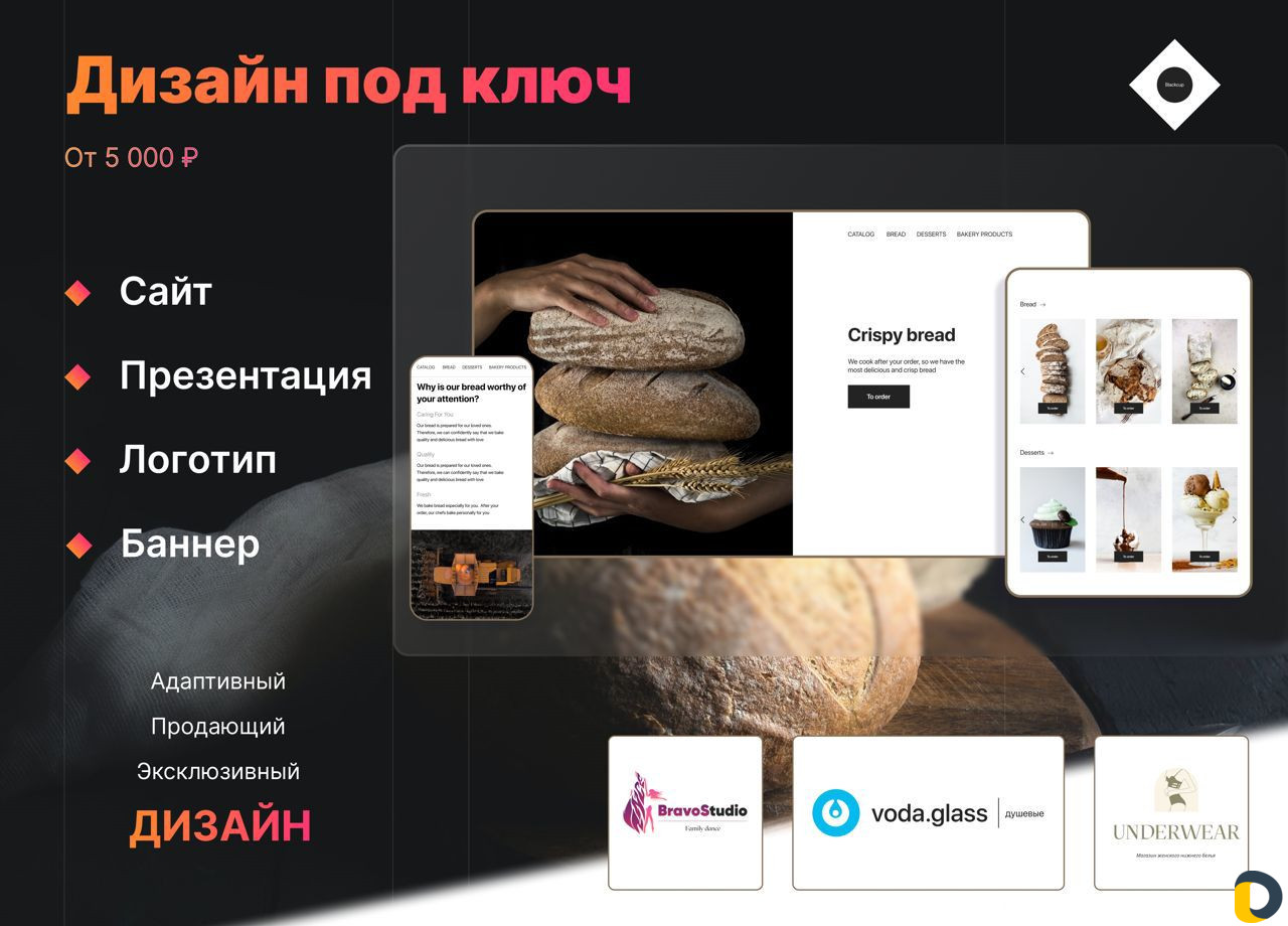 Дизайн сайта, презентации, логотипа, баннера