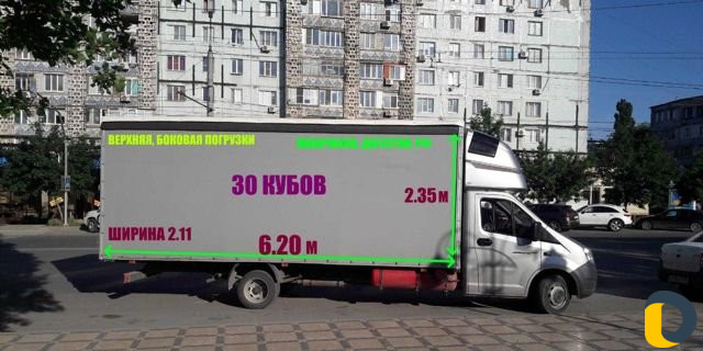 Гузоперевозки. Газель 6.2 метров 30 кубов