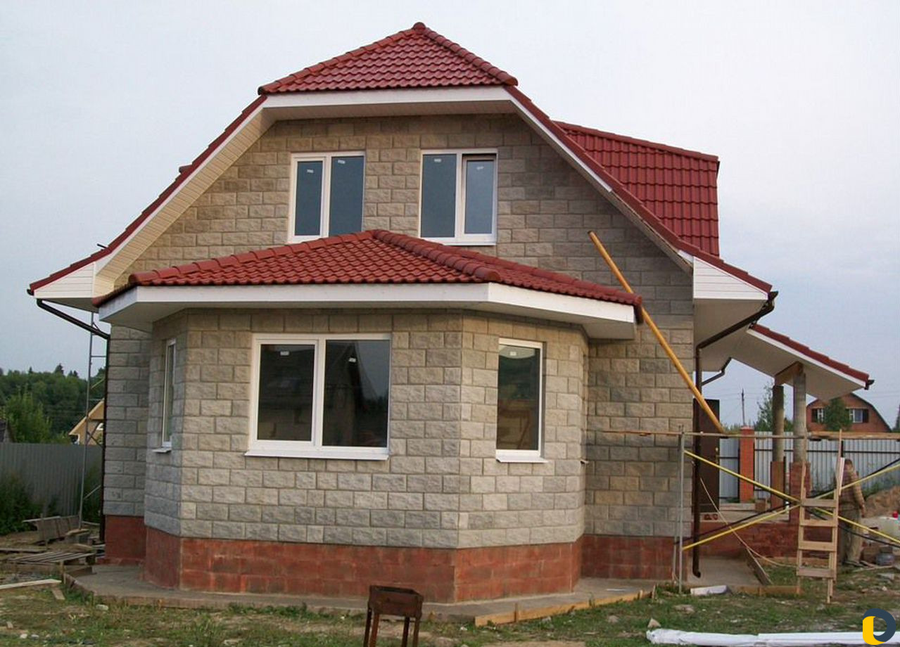 Кладка газоблока+кирпич+фундамент+монолит