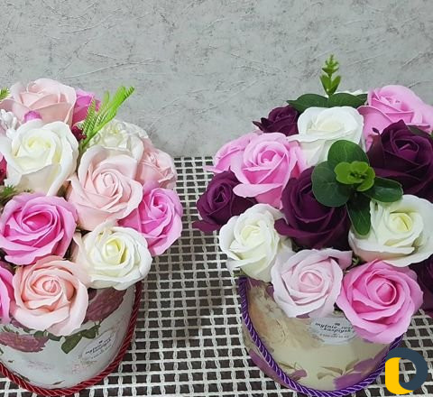 Мыльные цветы в коробках, в вазах,букеты из конфет