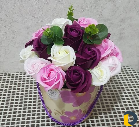 Мыльные цветы в коробках, в вазах,букеты из конфет