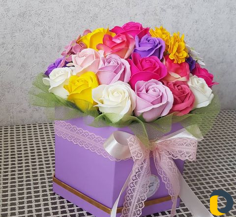 Мыльные цветы в коробках, в вазах,букеты из конфет