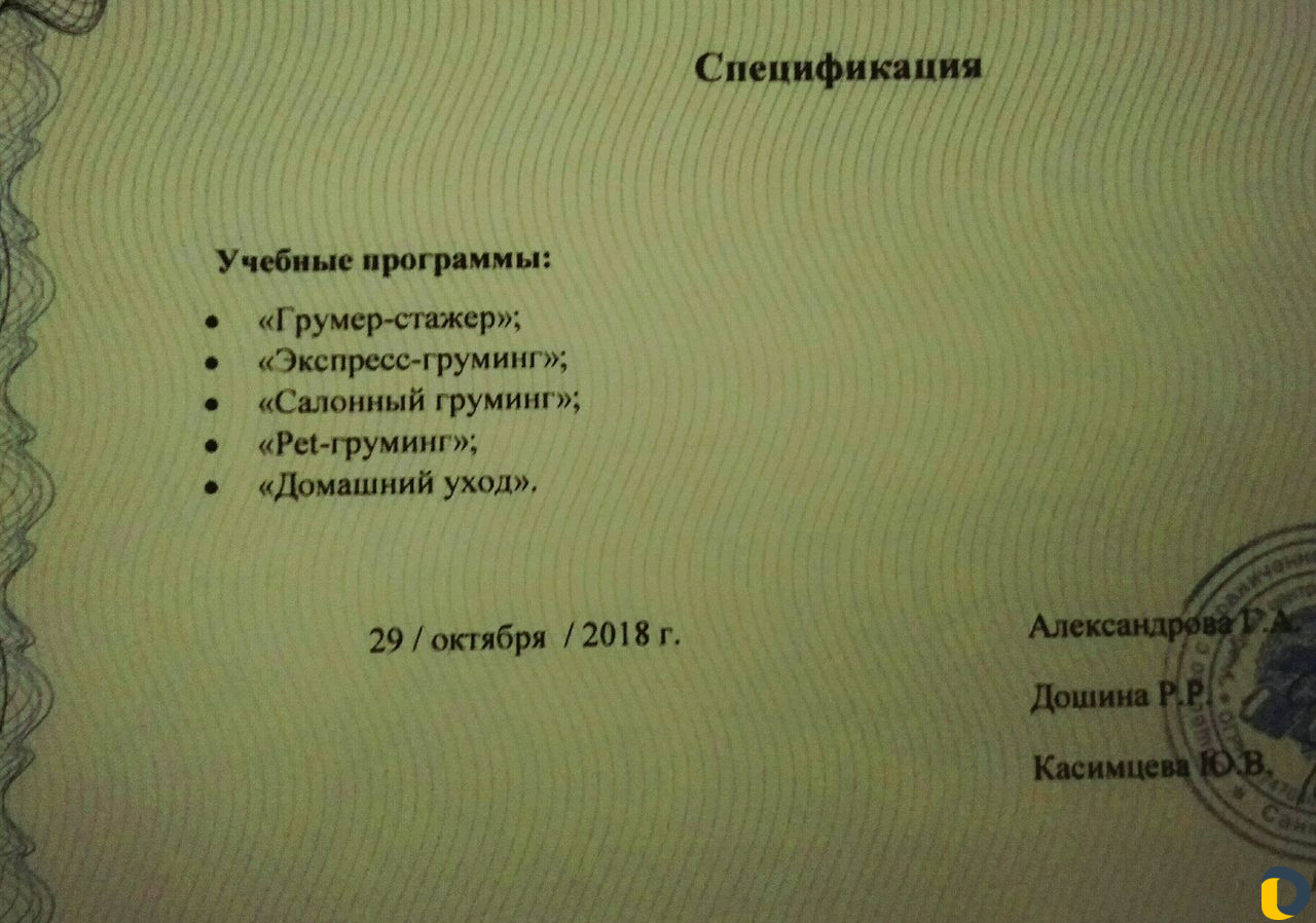 Обучение грумингуУчебный центр. Гос удостоверение