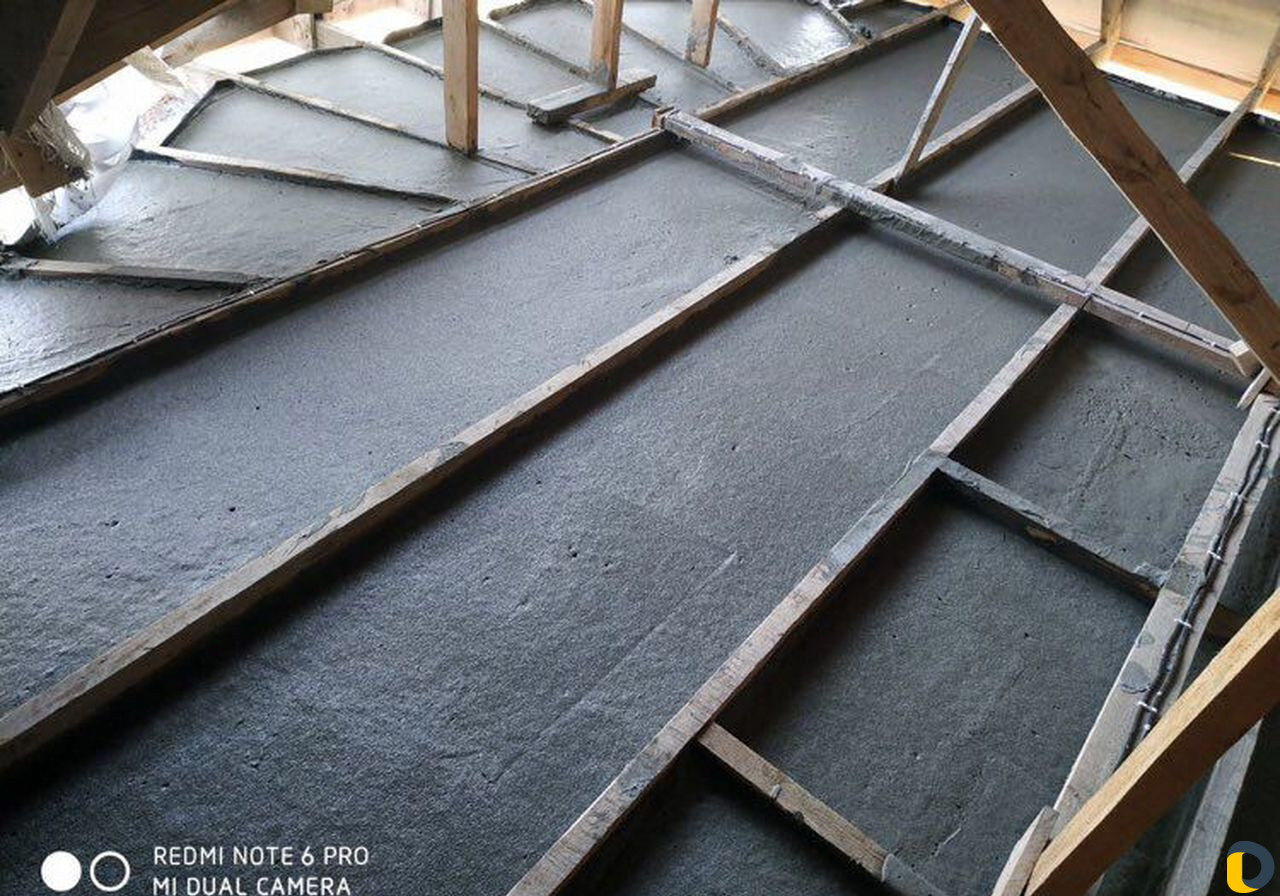 Пенобетон с волокном.Заливка потолков