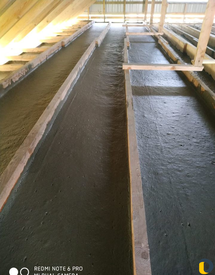 Пенобетон с волокном.Заливка потолков