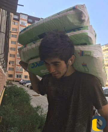 Подьем мешков. и строй материала