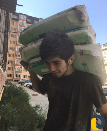 Подьем мешков. и строй материала