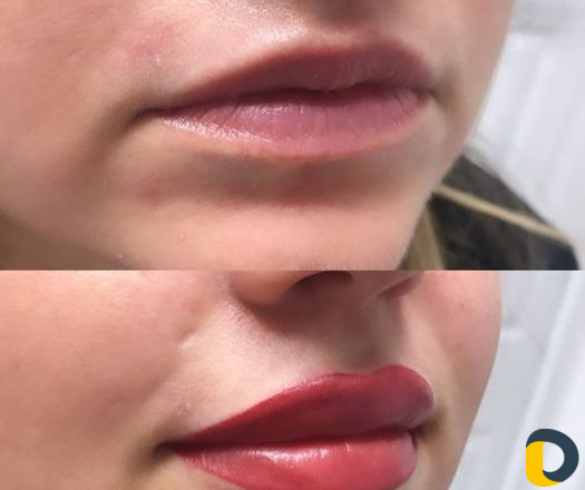 Растушевка бровей, губ, век