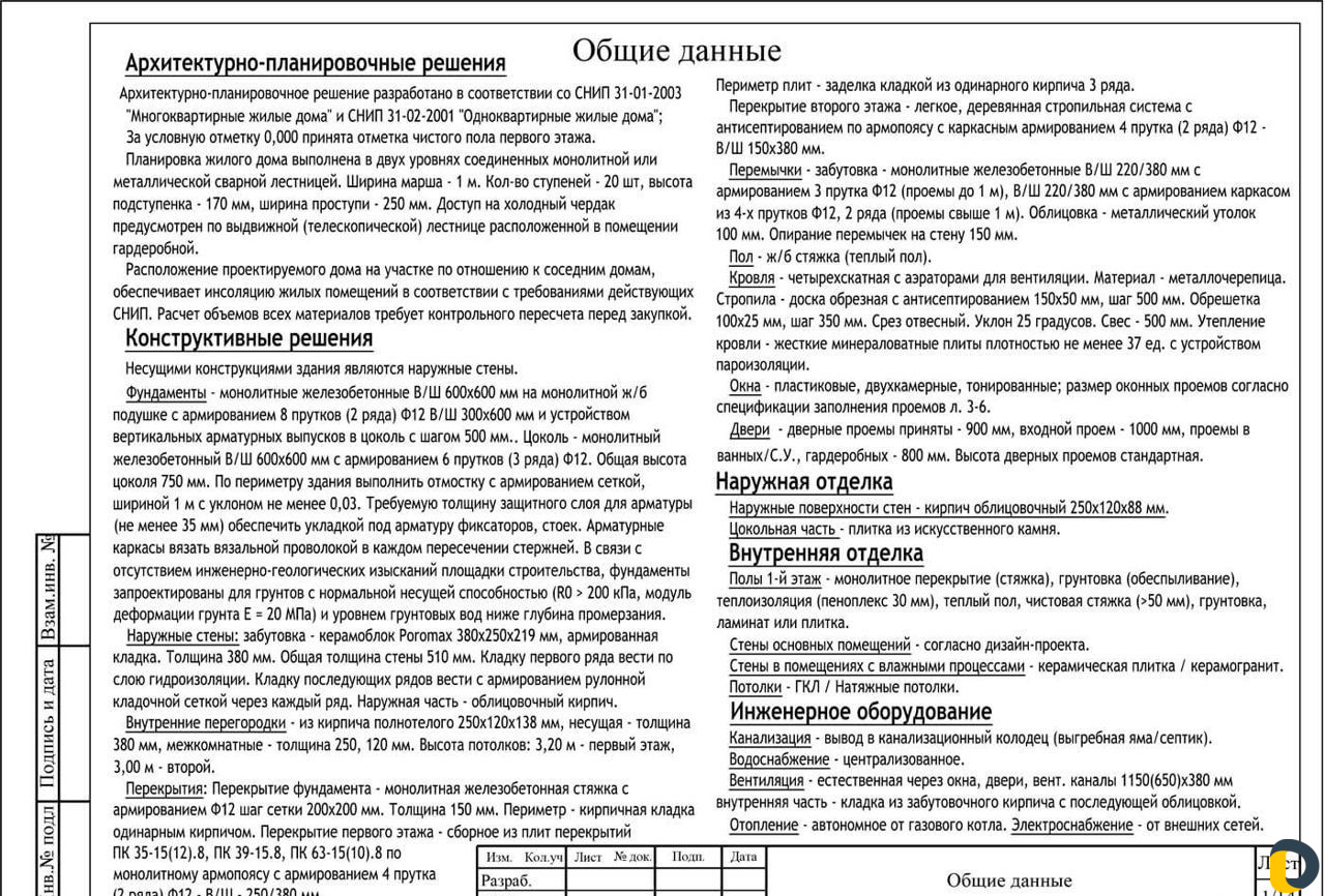 Разработка проекта дома. Проектирование Архитектор