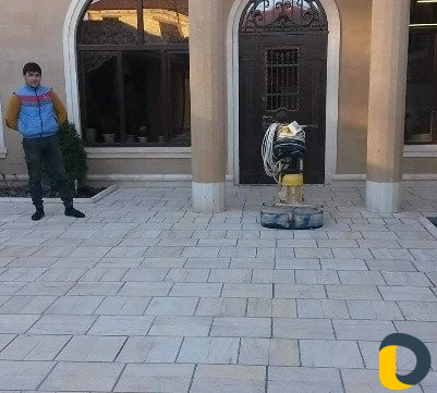 Шлифовка каменных дворов и пескоструйная чистка