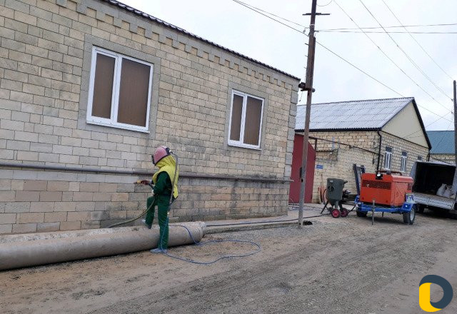 Шлифовка каменных дворов и пескоструйная чистка