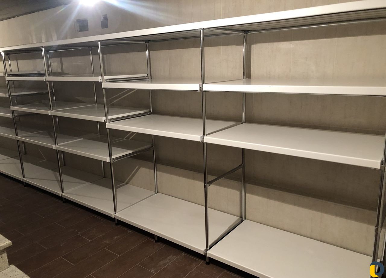 Стеллажи и Полки из хром труб в кладовую, магазин
