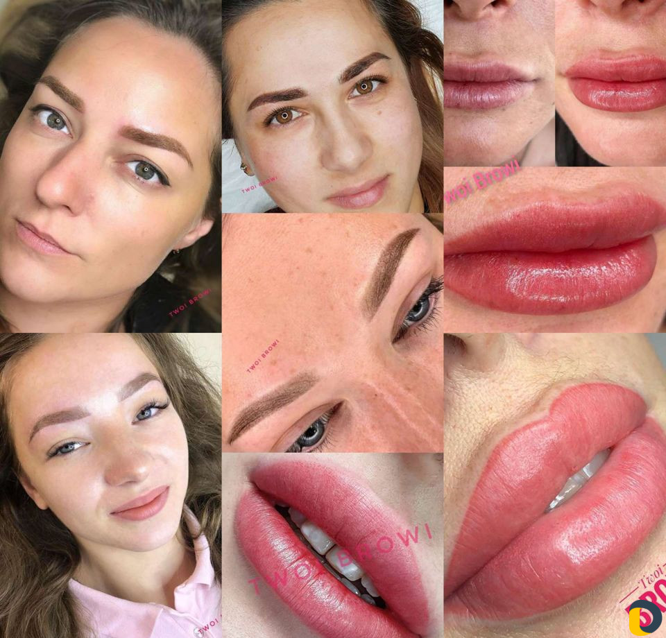 Татуаж бровей и губ, с отличным результатом
