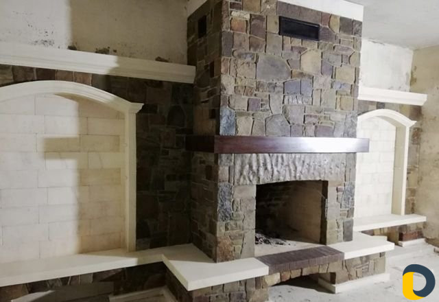 Установка камин барбекю облицовка