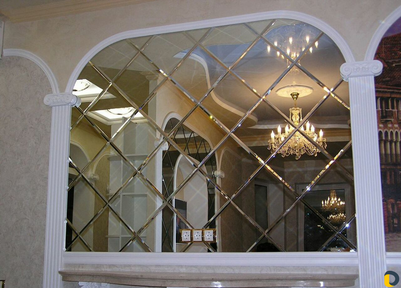 Зеркальное оформление стен. Резка стекла и зеркал